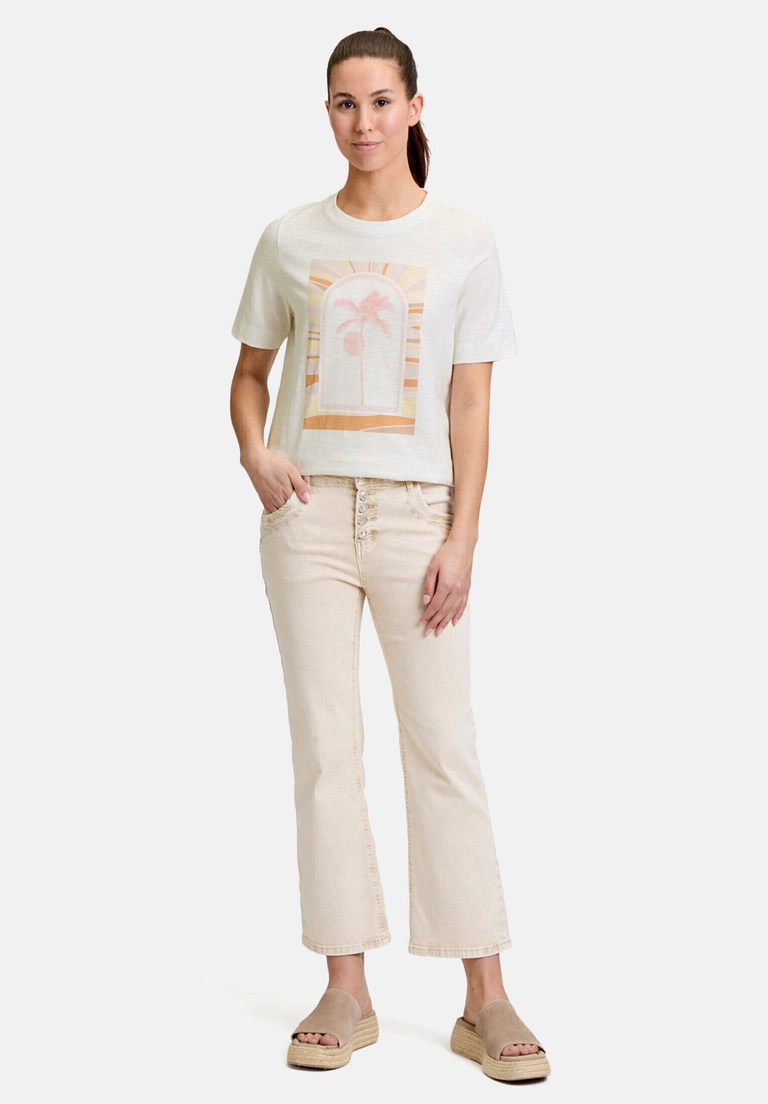 Cartoon Kurzarmshirt Damen mit Rundhalsausschnitt (1-tlg) Placement