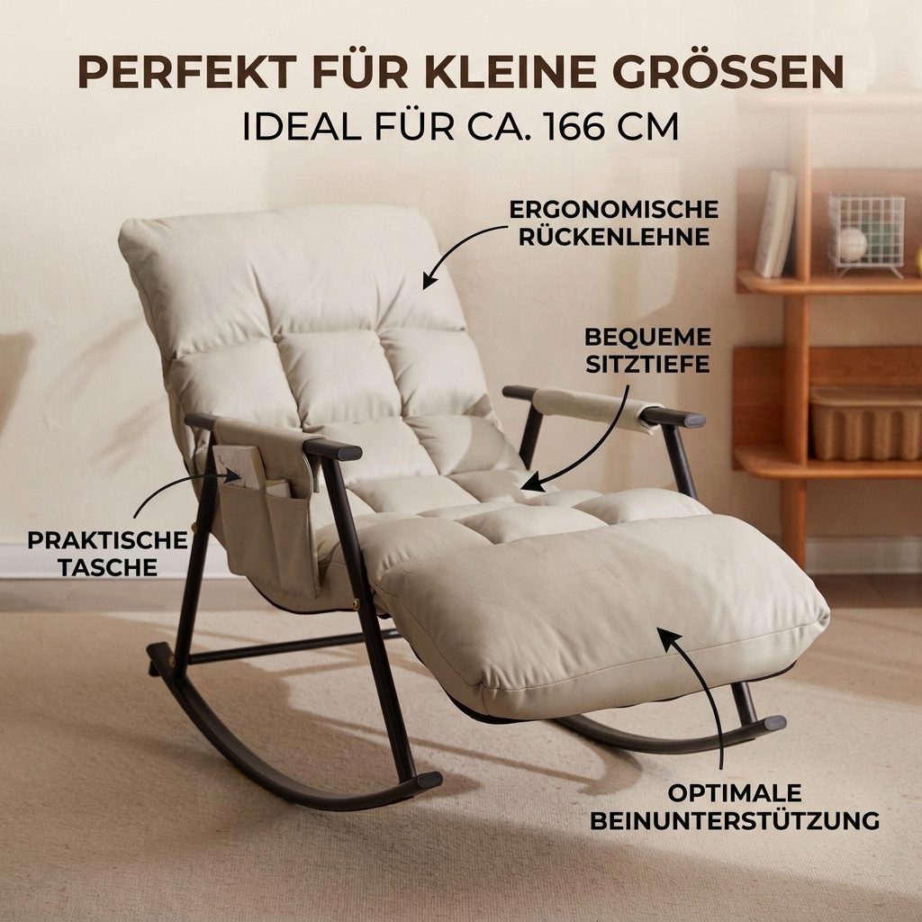 POPOLIC Schaukelstuhl Ergonomischer Schaukelstuhl/Liegesessel 140x60x96cm - Verstellbar