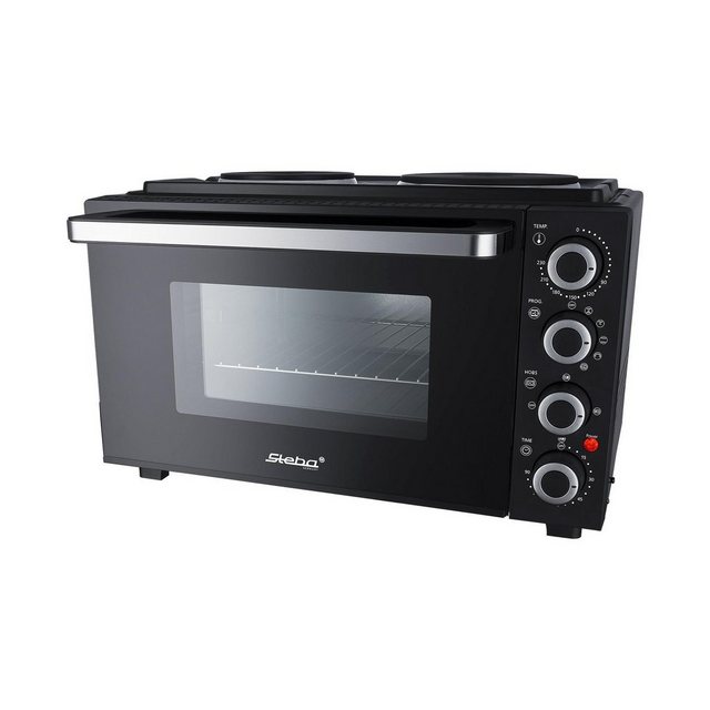 Steba Minibackofen KB K30, Kompaktküche bestehend aus Grillbackofen und 2 Kochplatten, Drehspieß