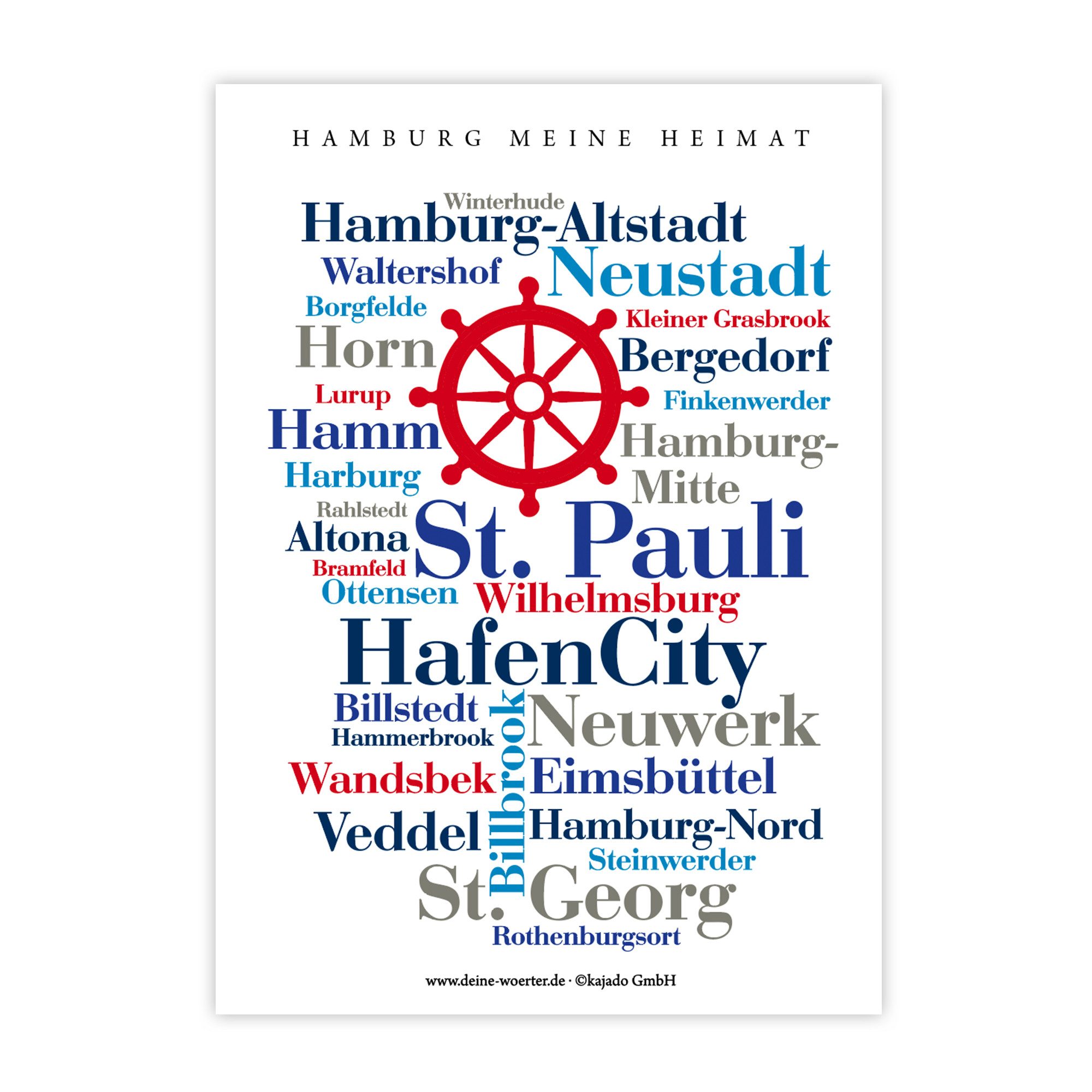 Deine Wörter Grußkarten Hamburg meine Heimat Postkartenset, 5 Karten, DIN A6