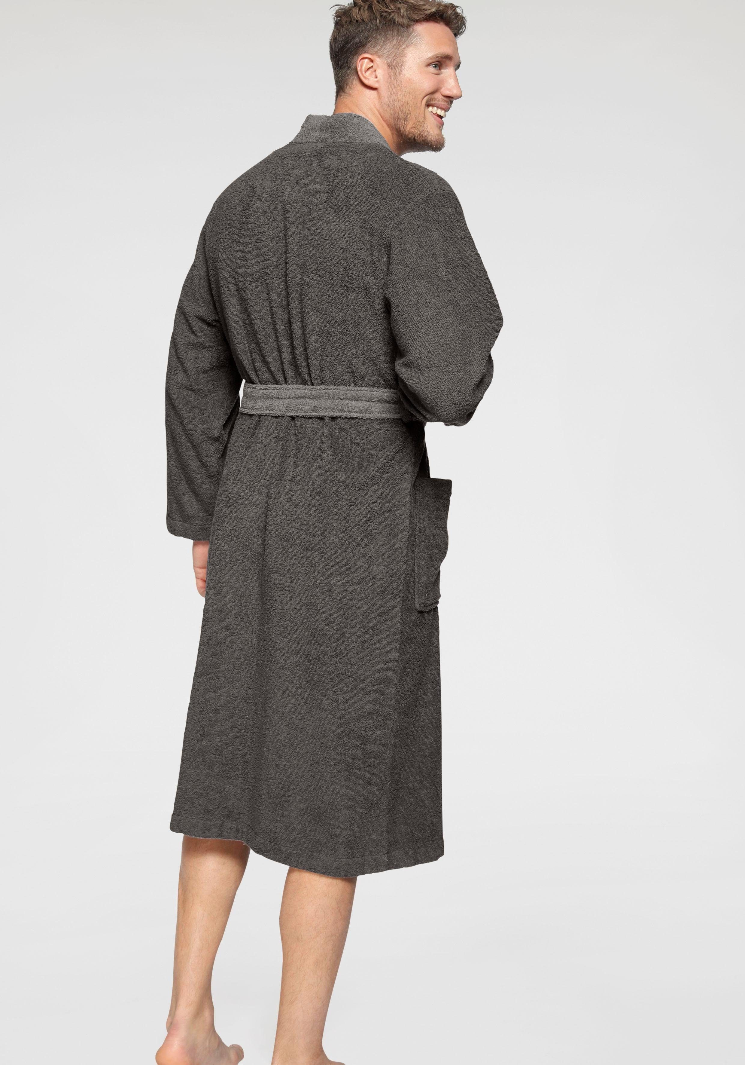 H.I.S Unisex-Bademantel Hannes, ideal für Sauna & Spa, Hotelbademantel, Morgenmantel, Langform, Walkfrottee, Kimono-Kragen, Gürtel, für Damen & Herren, lang, mit Taschen, S-3XL