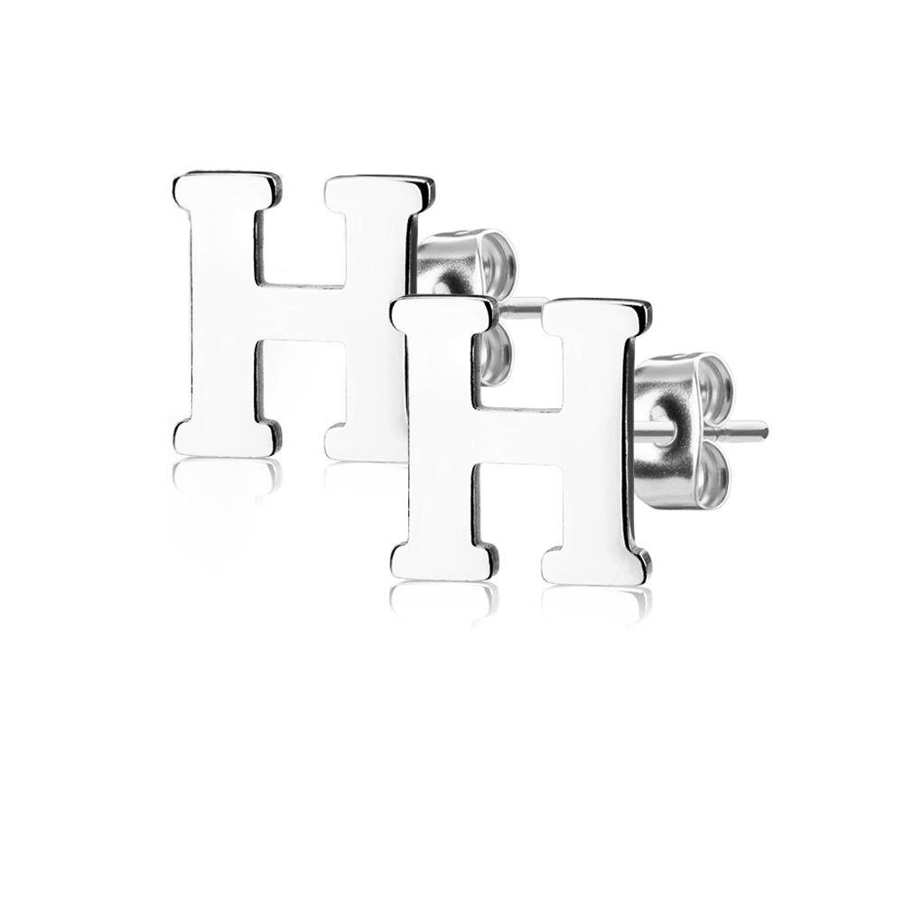 BUNGSA Ohrstecker-Set Ohrstecker Buchstaben Silber aus Edelstahl Damen (1 Paar (2 Stück), 2-tlg), Ohrschmuck Ohrringe