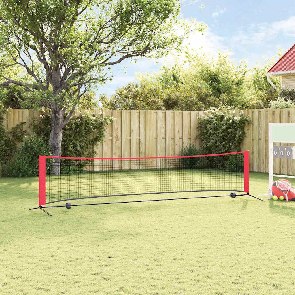 vidaXL Fußballtor 396 x 92 x 87 cm Tennisnetz Schwarz und rot 396x92x87 cm Polyester mob