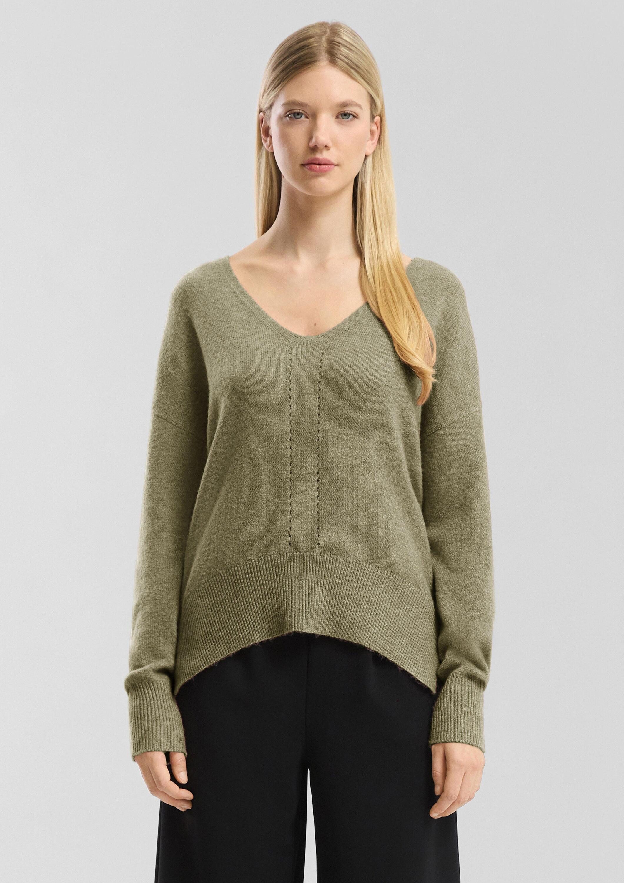 QS Longpullover Strickpullover Weicher Strickpullover mit Ajour-Detail