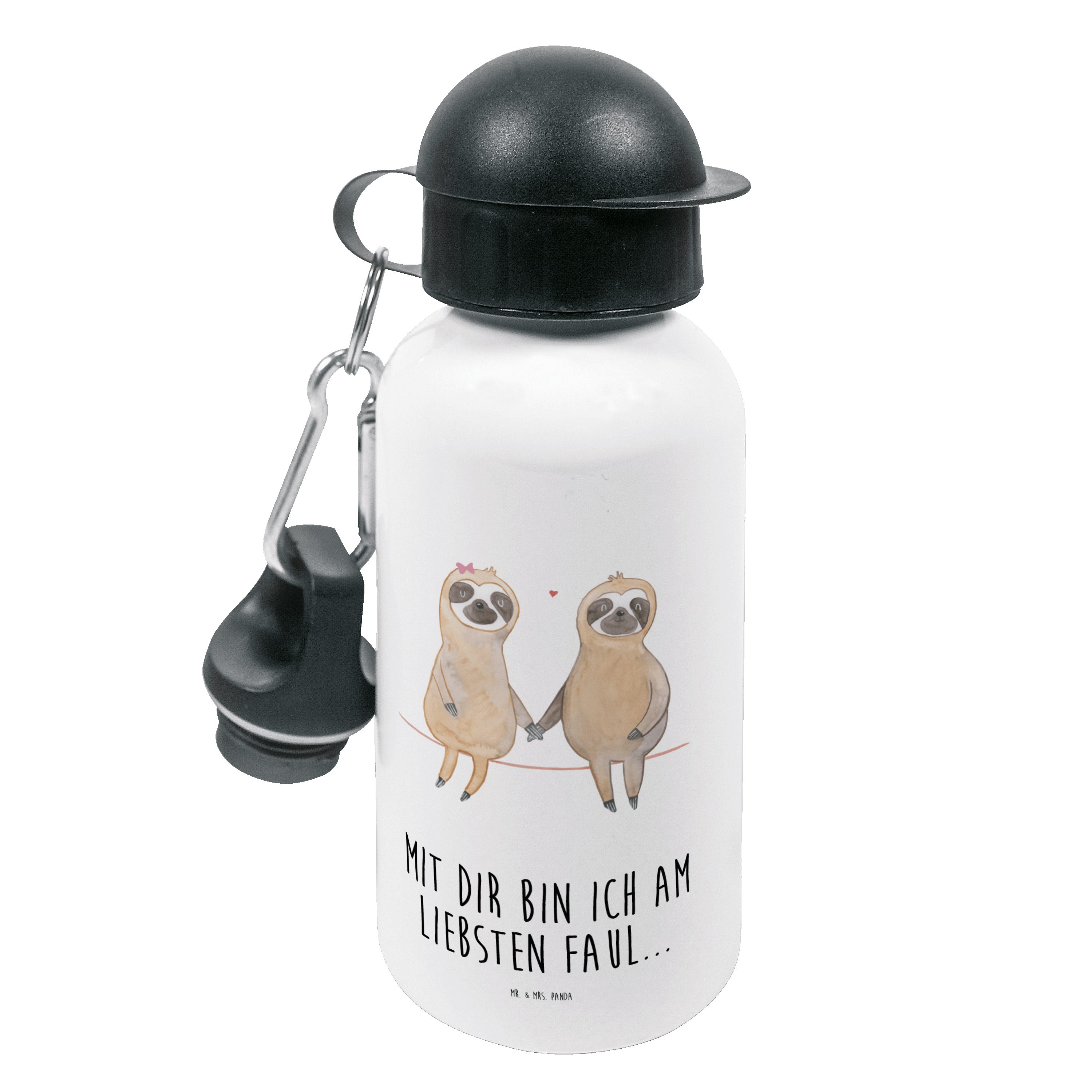 Mr. & Mrs. Panda Trinkflasche Faultier Pärchen - Weiß - Geschenk, gemeinsam, Faultier Deko, Faultie, Leicht zu öffnen