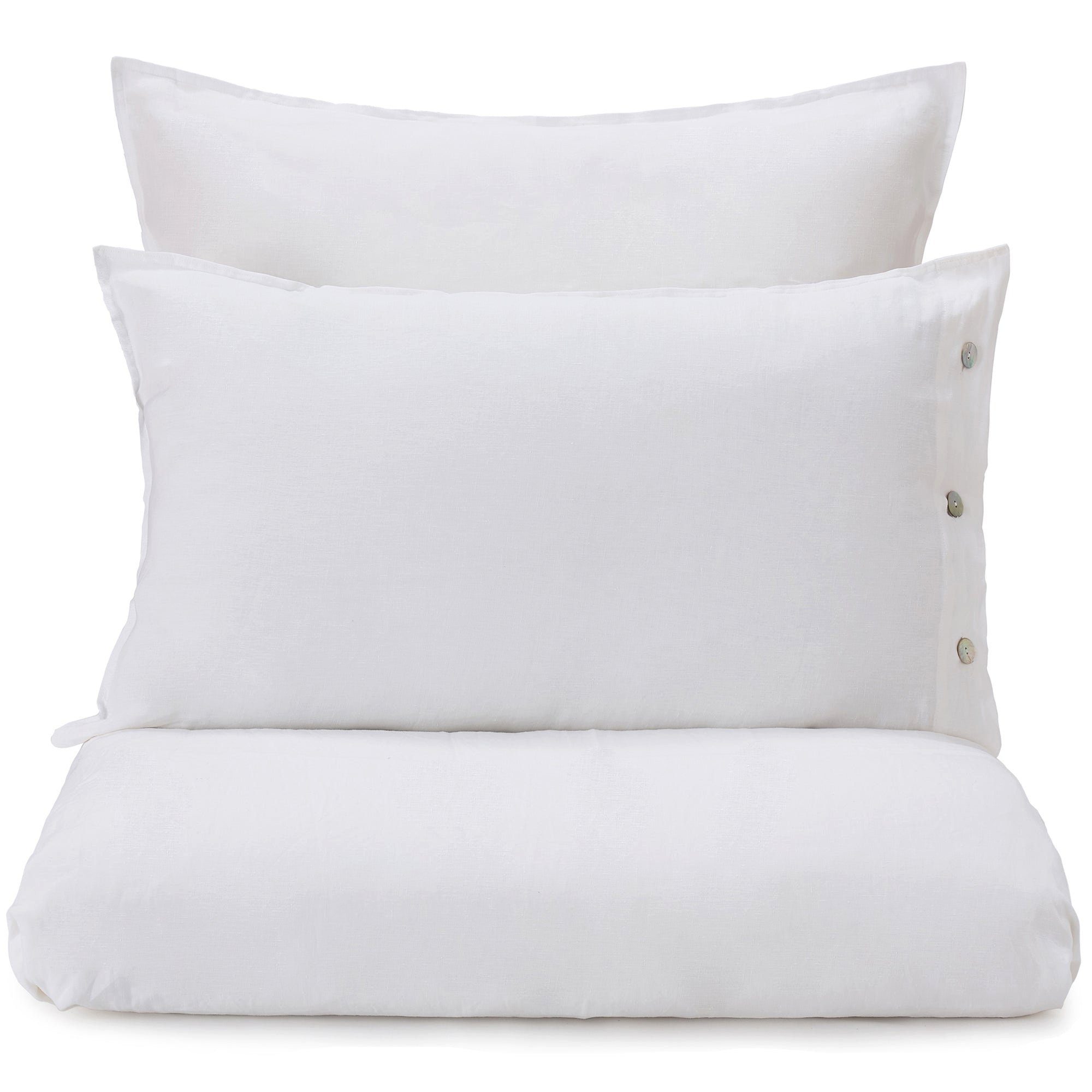 Bettbezug Bellvis Bettdeckenbezug aus 100% Leinen - 155x200 cm, Weiß, Urbanara (1 St), Schlicht & sanft strukturiert, mit Perlmuttknöpfen, aus reinem Leinen