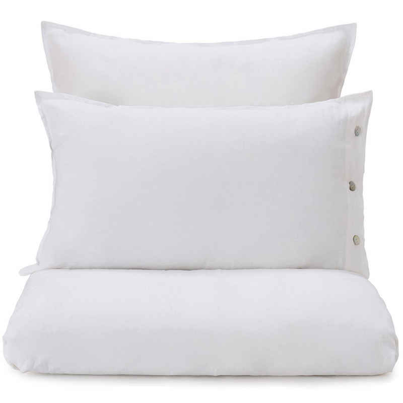 Bettbezug Bellvis Bettdeckenbezug aus 100% Leinen - 135x200 cm, Weiß, Urbanara (1 St), Schlicht & sanft strukturiert, mit Perlmuttknöpfen, aus reinem Leinen
