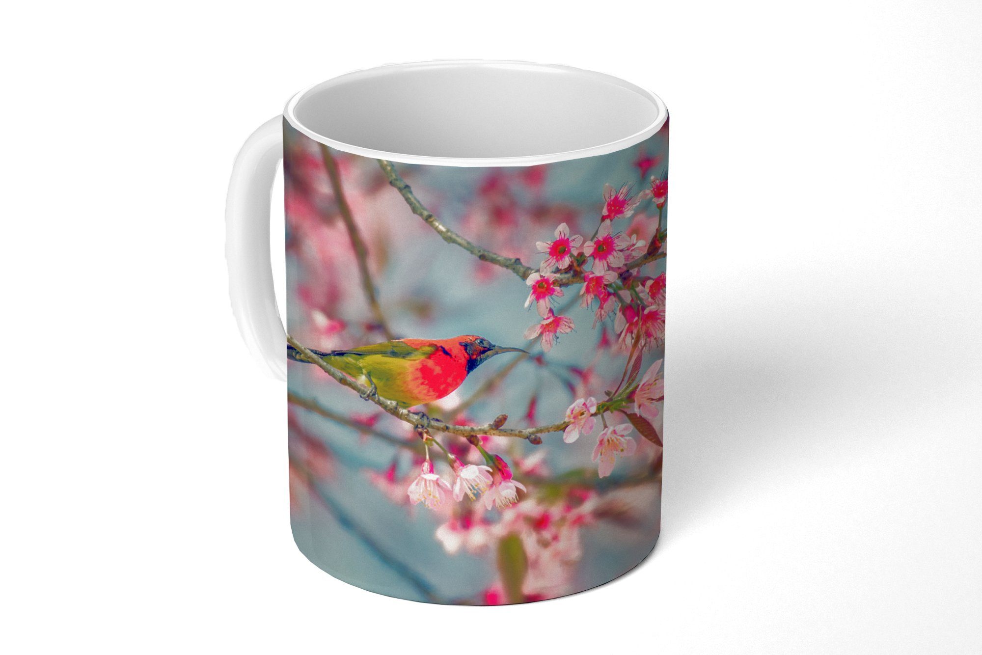 MuchoWow Tasse Vogel - Sakura - Farben, Keramik, Kaffeetassen, Teetasse, Becher, Teetasse, Geschenk