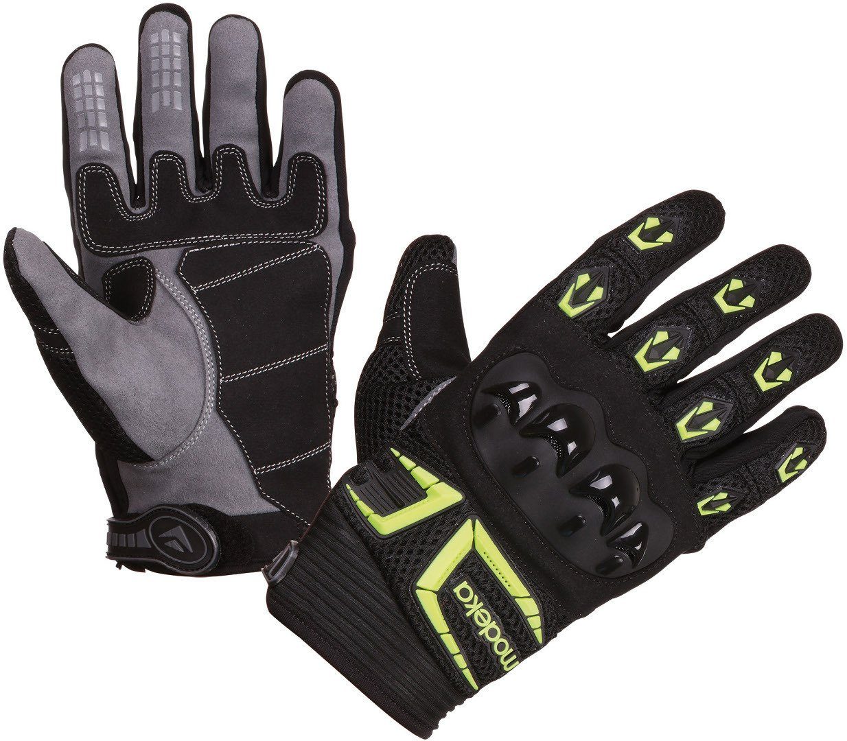 MX Black/Neon Motorradhandschuhe Modeka Top Handschuhe