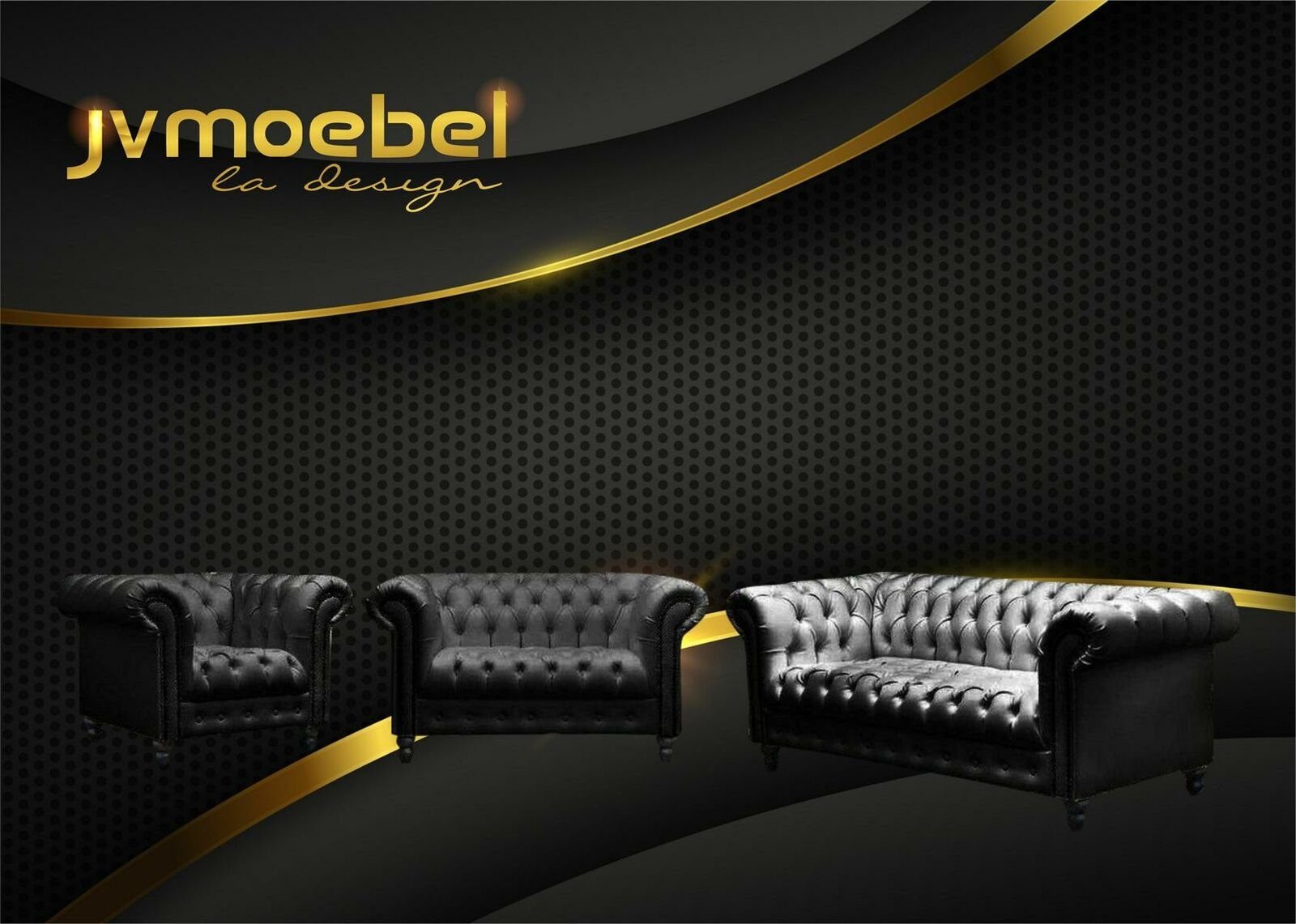 JVmoebel Sofa, Wohnzimmer Chesterfield Design Sofagarnitur Möbel Couch Schwarz