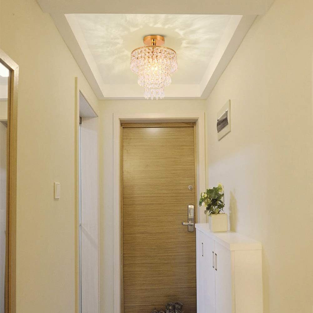 Wohnzimmer für Gold Kristall-Deckenleuchte DOPWii Deckenleuchten Kristall-Kronleuchter,200*290mm