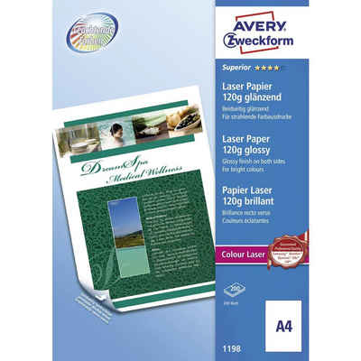 Avery Zweckform Laser-Druckerpapier Superior Laser Papier, glänzend, Optimiert für Laser, Glänzend, Beide Seiten bedruckbar