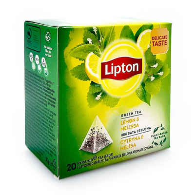 Unilever Teekanne Lipton Grüner Tee Zitrone & Melisse, 20er Pack