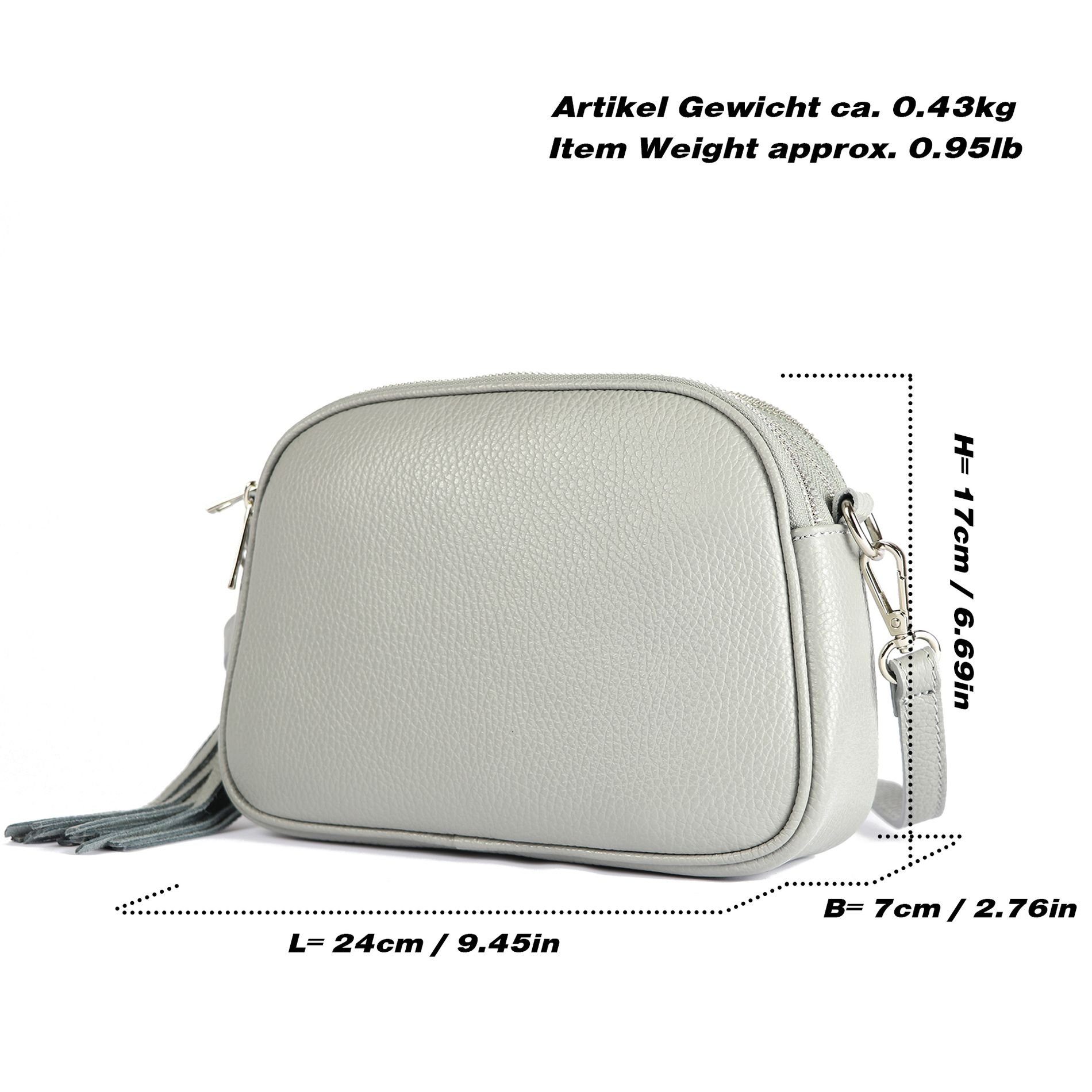 Damen Handtaschen modamoda de Schultertasche T238, Echtleder Handmade in Italy