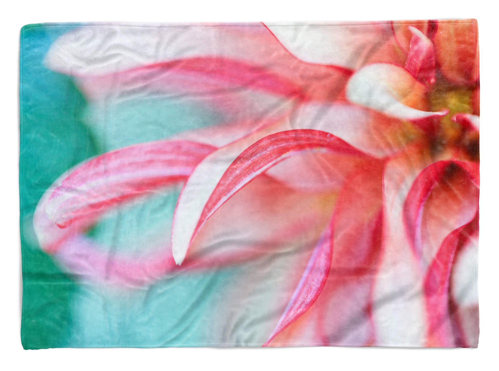 Sinus Art Blume Fotomotiv mit Baumwolle-Polyester-Mix Strandhandtuch Blüte, Schöne Handtuch Handtuch (1-St), Handtücher Saunatuch Kuscheldecke