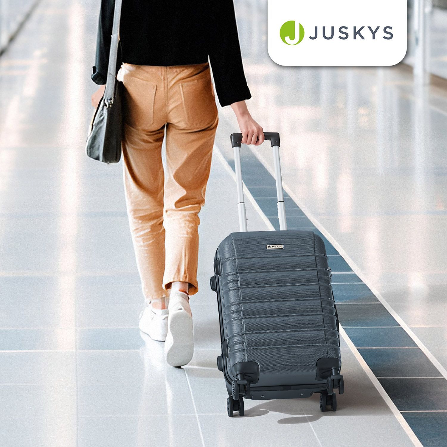 Juskys Trolleyset Rom, 4 Rollen, (3 tlg., 3-teilig), 3 Koffer, 360° Rollen, robuste Hartschale, mit Zahlenschloss