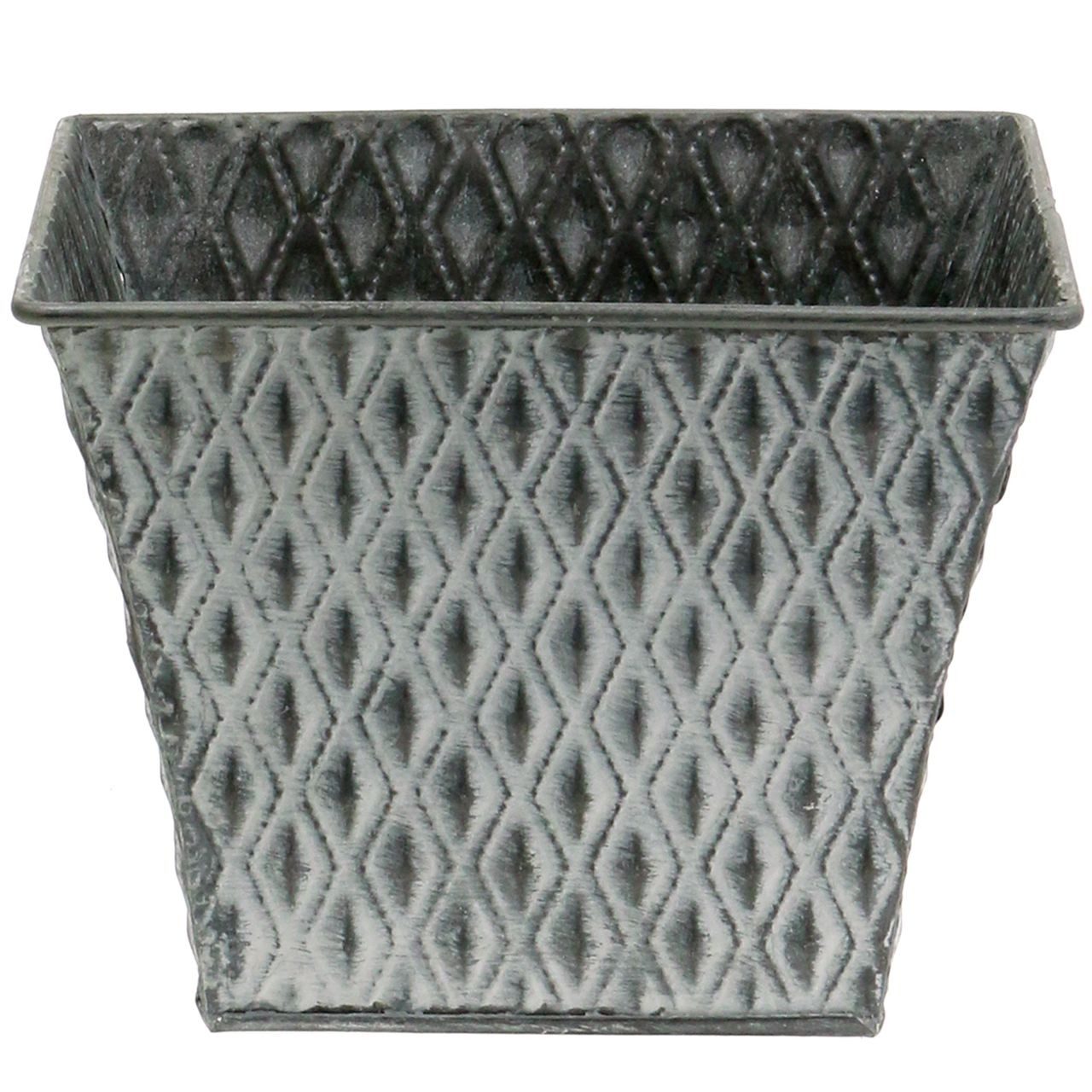 Übertopf Zinktopf Rautenmuster Shabby-Chic Grau H15cm Dekoration