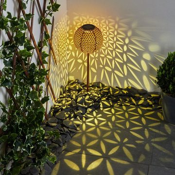 hofstein LED Solarleuchte Rostfarbene LED Hof Garten Terrassen Lampen Lichteffekt Solar Kugel