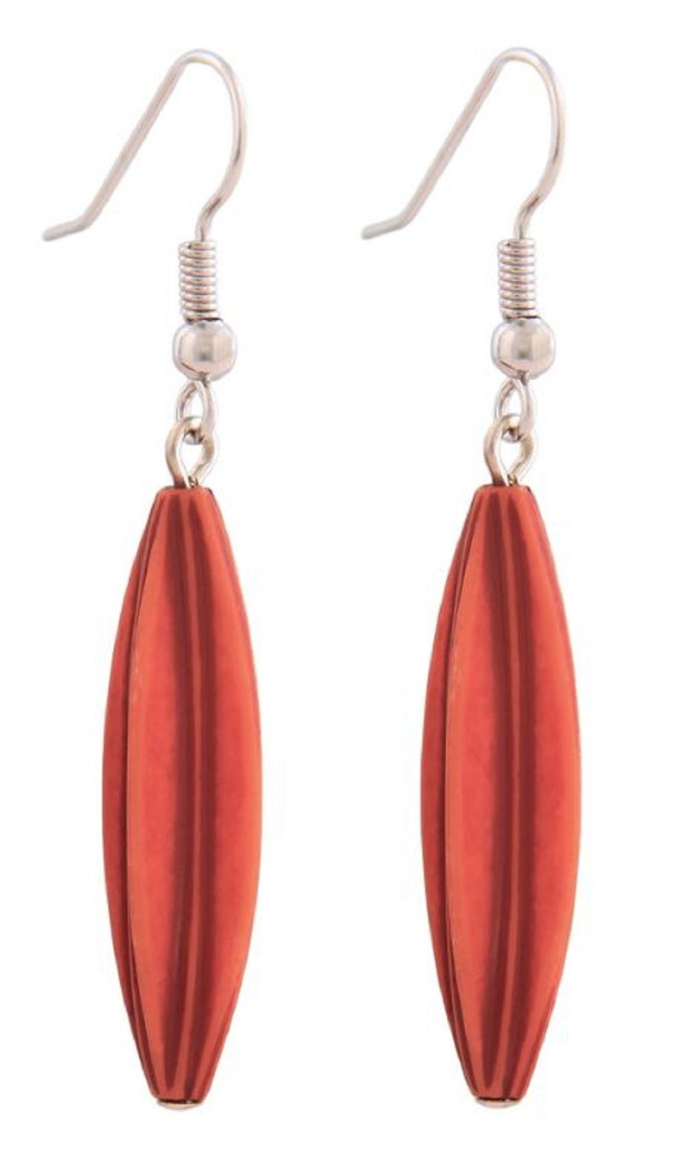 unbespielt Paar Ohrclips Ohrringe Rillenolive Kunststoff orange-antik 30 x  9 mm, Modeschmuck für Damen