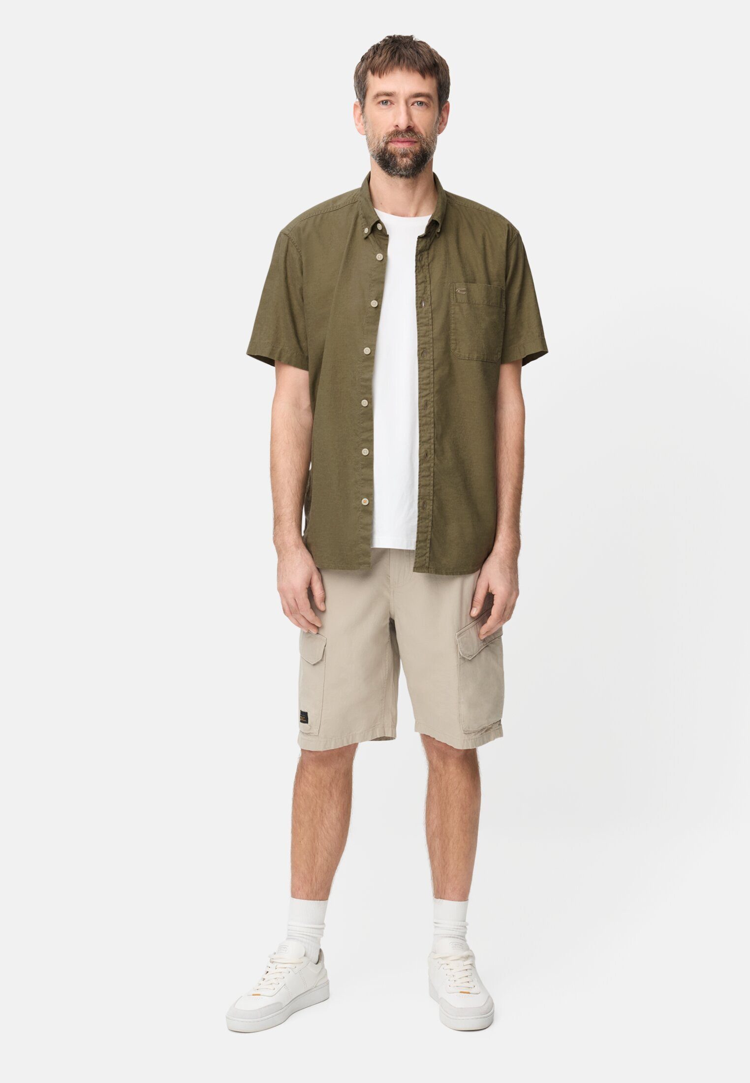 camel active Kurzarmhemd aus Leinenmix Kurzarm Button-Down