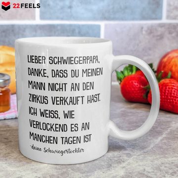 22Feels Tasse Schwiegerpapa Geschenk von Schwiegertochter Schwiegervater Hochzeit, Keramik, Made in Germany, Spülmaschinenfest