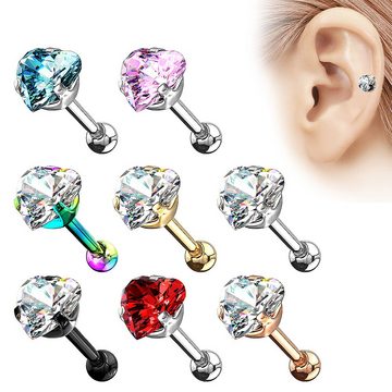 Taffstyle Piercing-Set Tragus Ohr Helix Piercing Stecker Kristall Herz, Glitzer Kugel Ohr Lippe Nasen Knorpel Cartilage Labret Nasenpiercing