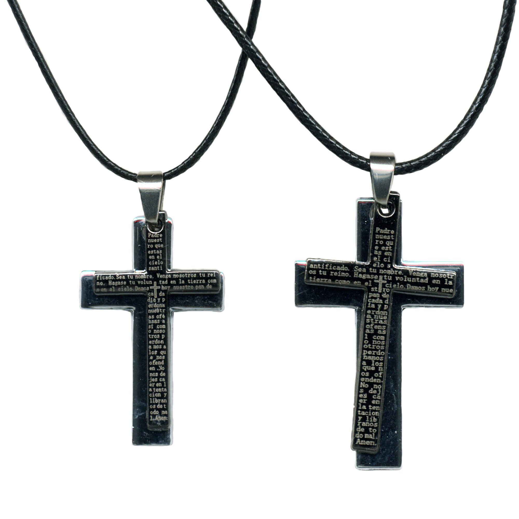 Steuer Partnerkette Set Freundschaftskette/Partnerkette Kreuz schwarz/silberfarben