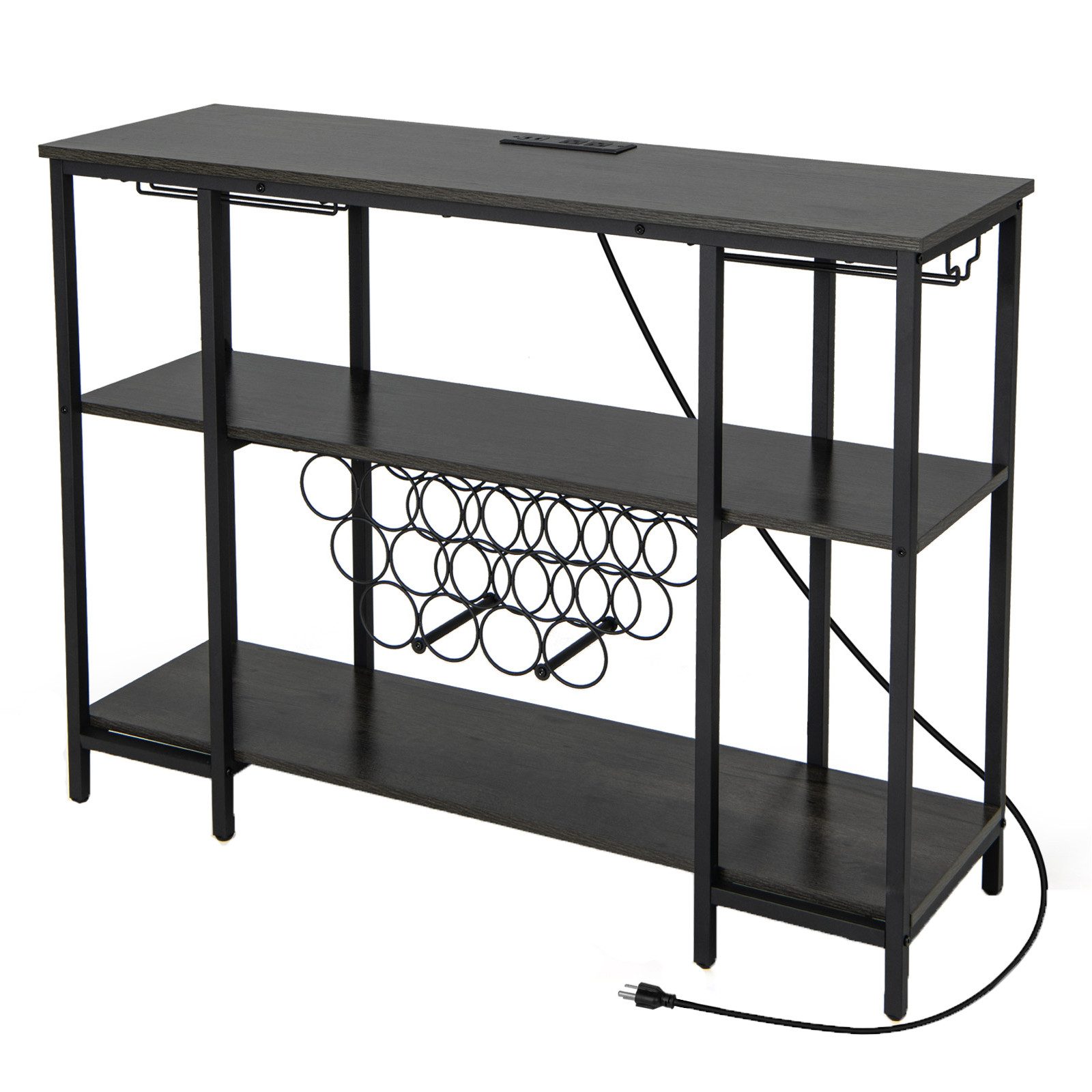 KOMFOTTEU Weinregal Flaschenregal, für 22 Flaschen, mit Steckdosen