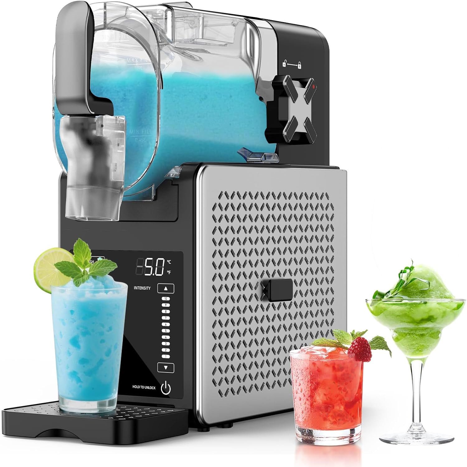 Azmsary Slush-Eismaschine Slush-Maschine 2,7L - 6 Programme, Eisfrei & Selbstreinigend, 2,7 l, 200 W