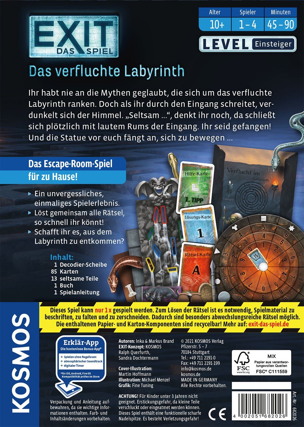 Kosmos Spiel EXIT, Das verfluchte Labyrinth, Rätselspiel, Made in Germany