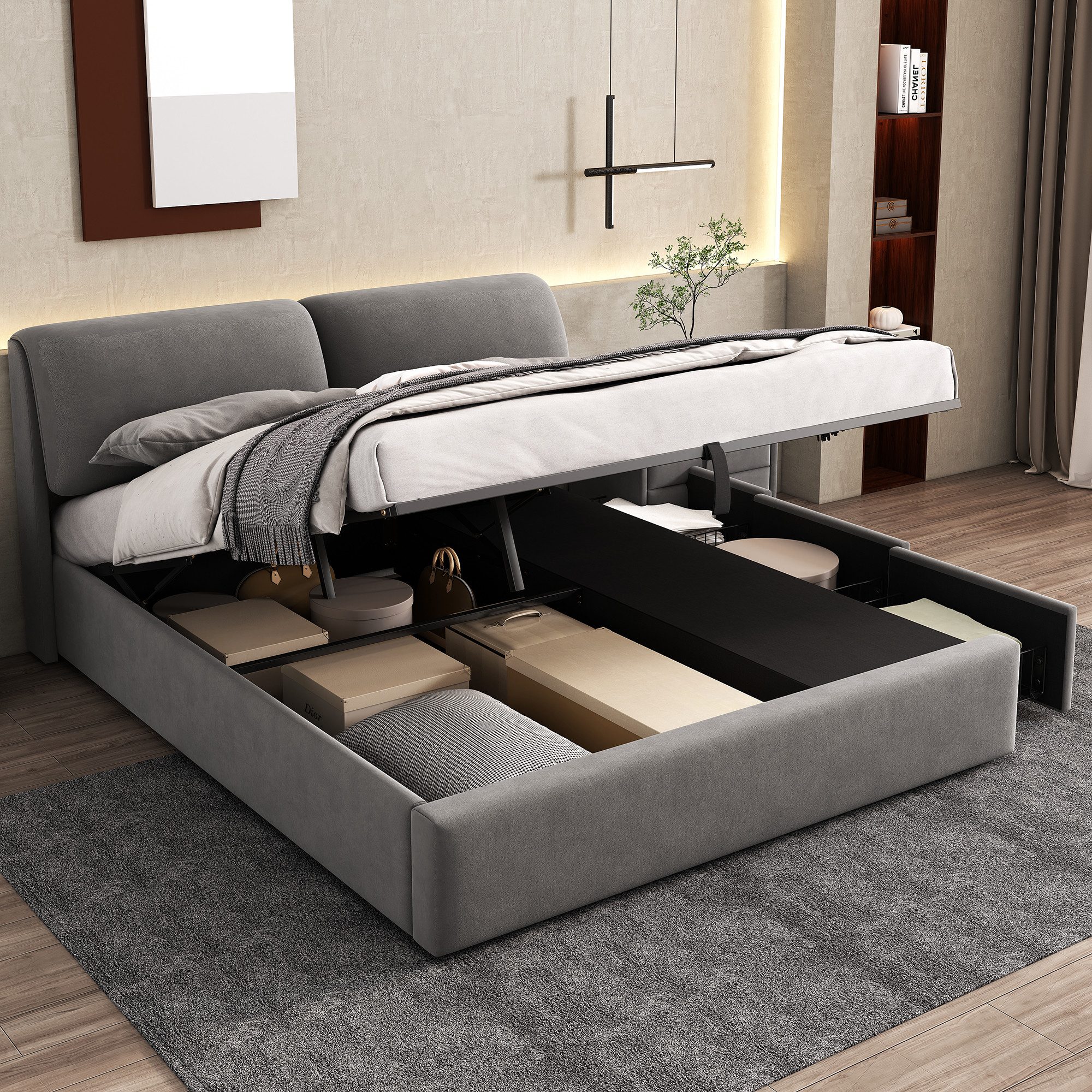 STILVORA Polsterbett 180×200 Bettgestell mit Bettkasten,Jugendbett günstig online kaufen