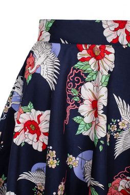 Hell Bunny A-Linien-Rock Misa 50's Swing Skirt Asiatischer Blumenmuster Vintage Tellerrock