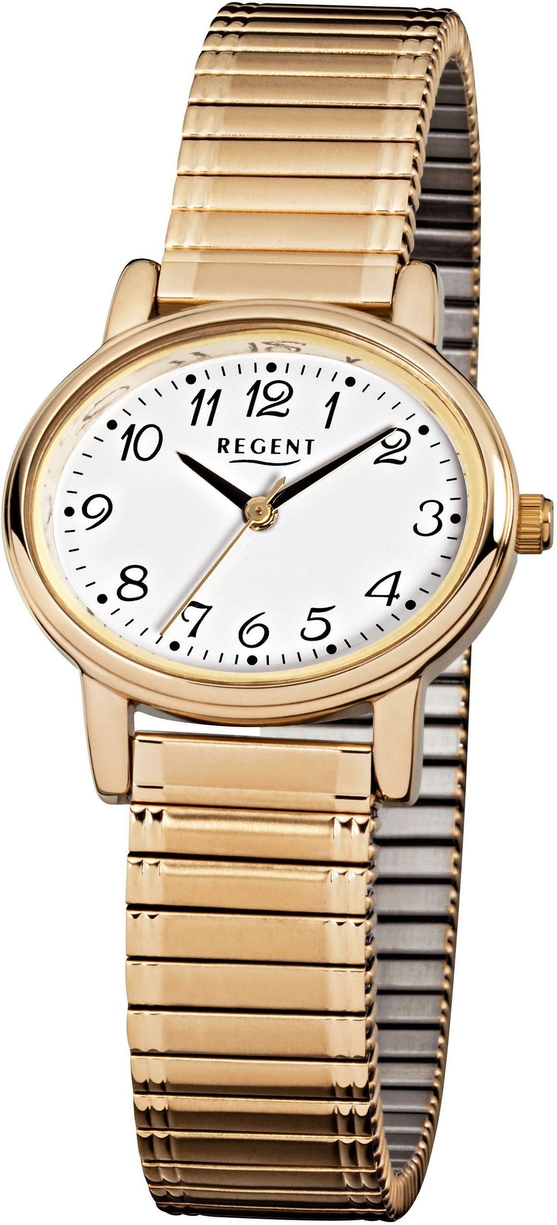 Regent Quarzuhr Regent Damen-Armbanduhr (ca. Edelstahl, 30x25mm), F-892, Armbanduhr oval, Damen klein goldarmband Analog gold