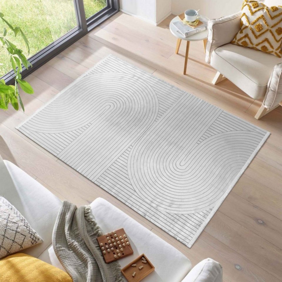 Teppich, Homtex, 80 x 150 cm, Teppich skandinavische stil, kurzflor, hoch-tief  effekt, Waschbar