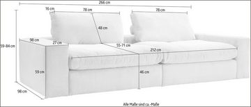 alina Big-Sofa Sandy, 266 cm breit und 98 cm tief, in modernem Cordstoff