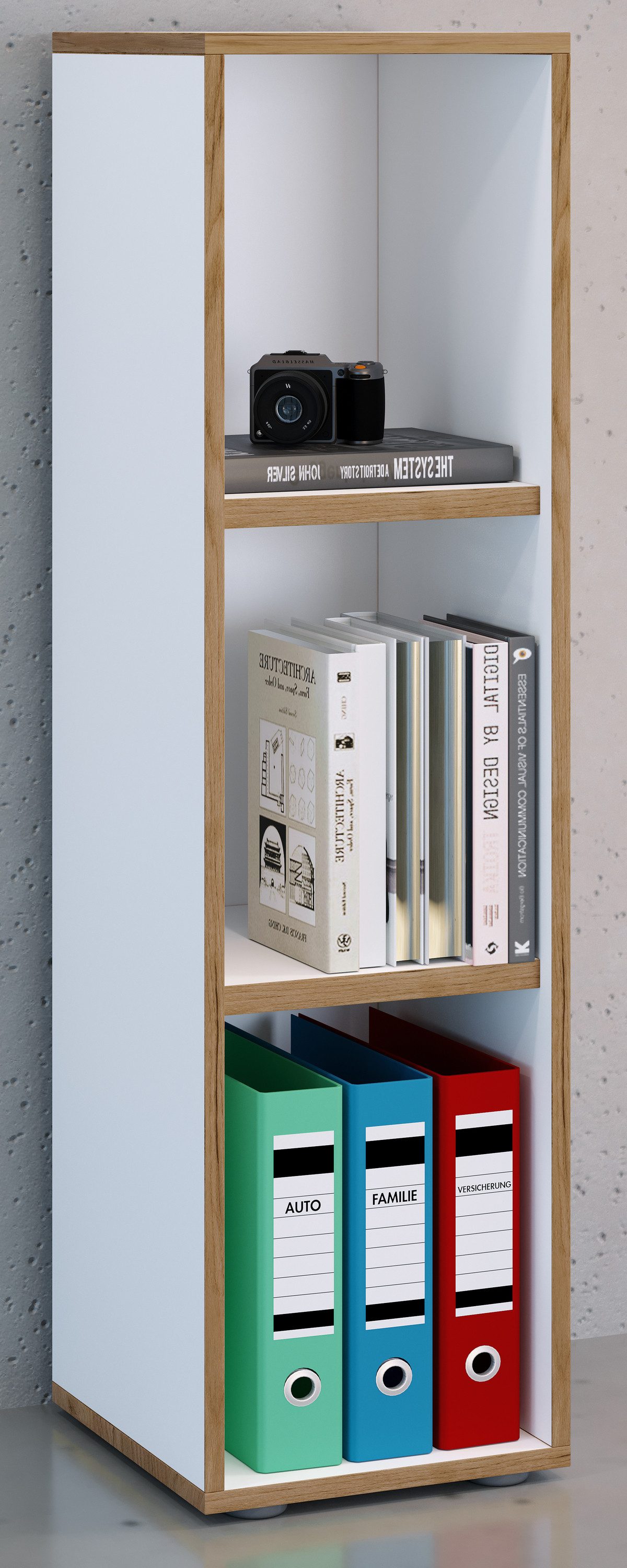 VCM Standregal Bücherregal Salia H. 110 x B. 30 x T. 32 cm, Holzregal stehend, platzsparender Aktenschrank, CD DVD Aufbewahrung