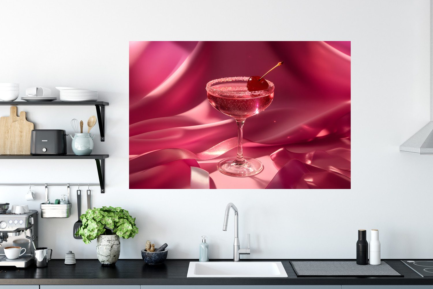 MuchoWow Wandsticker Cocktail - Rosa - Luxe (1 St), Wanddeko, Aufkleber, Wandtattoo, 120x80 cm
