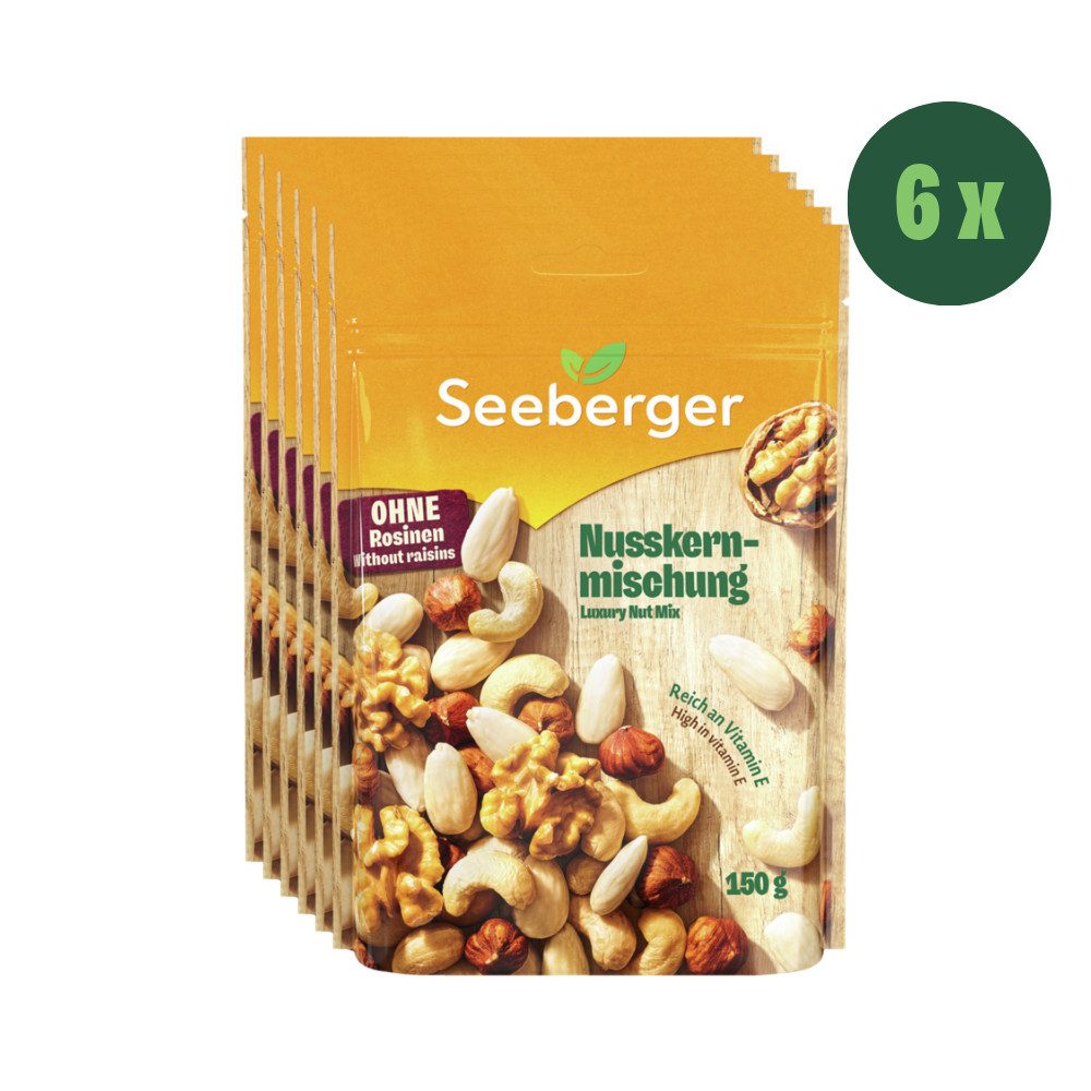 Seeberger Snacks Nüsse Seeberger Nusskernmischung Multipack – 6 × 150 g, reich an Vitamin E