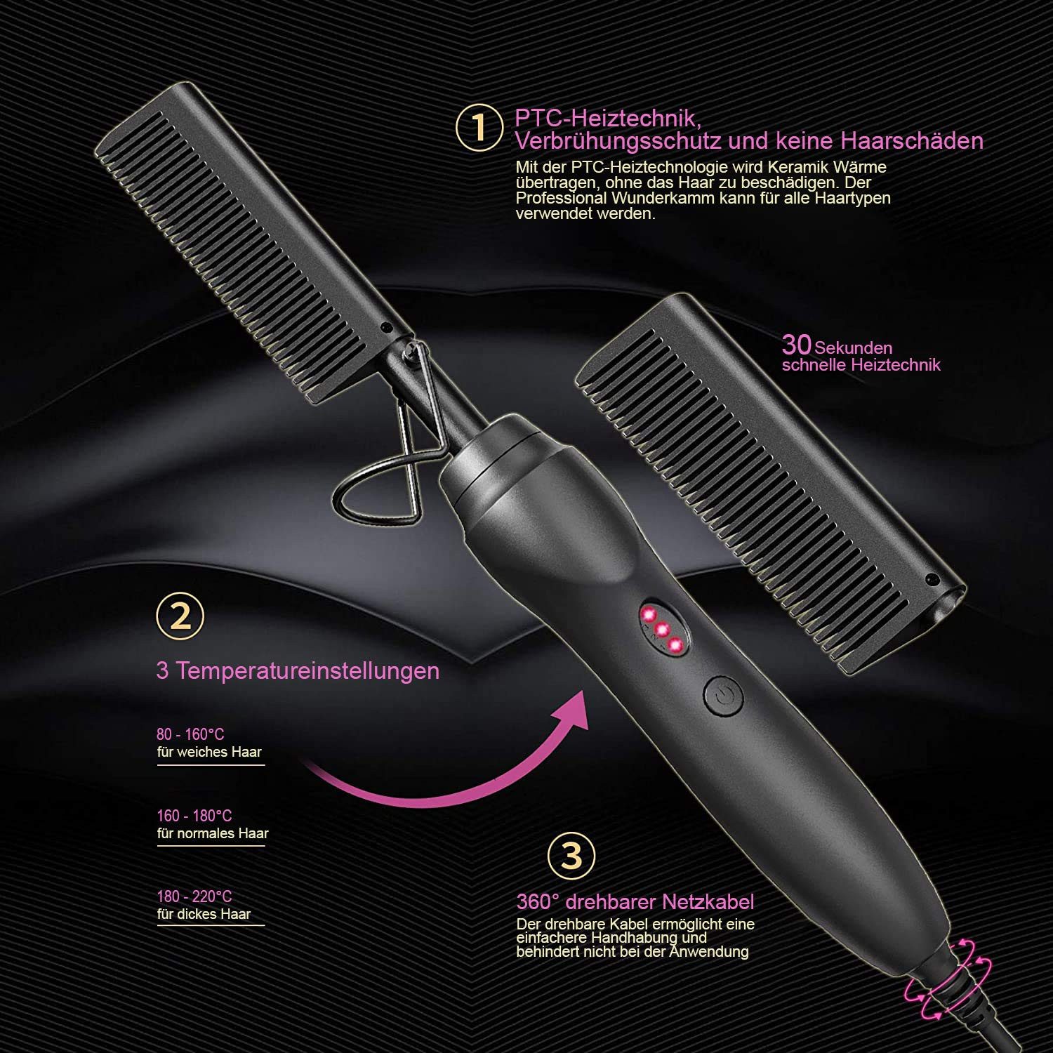 Dilara Glätteisen 2 in 1 Haarglätter Bürste I Keramik Glätteisen I Haar- und Glättbürste, Kämmen, Glätten & Stylen in einem Schritt!