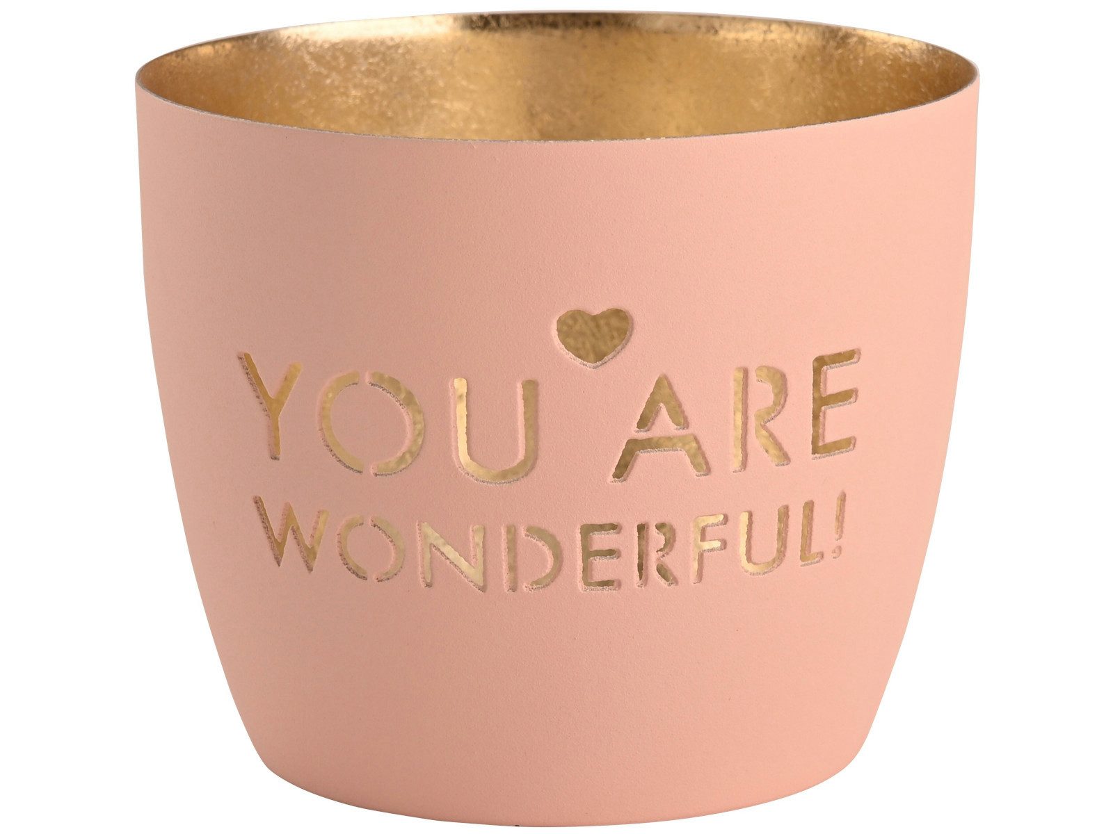 Giftcompany Windlicht Madras Windlicht M You are wonderful! pastellrosa/ gold 8,5cm