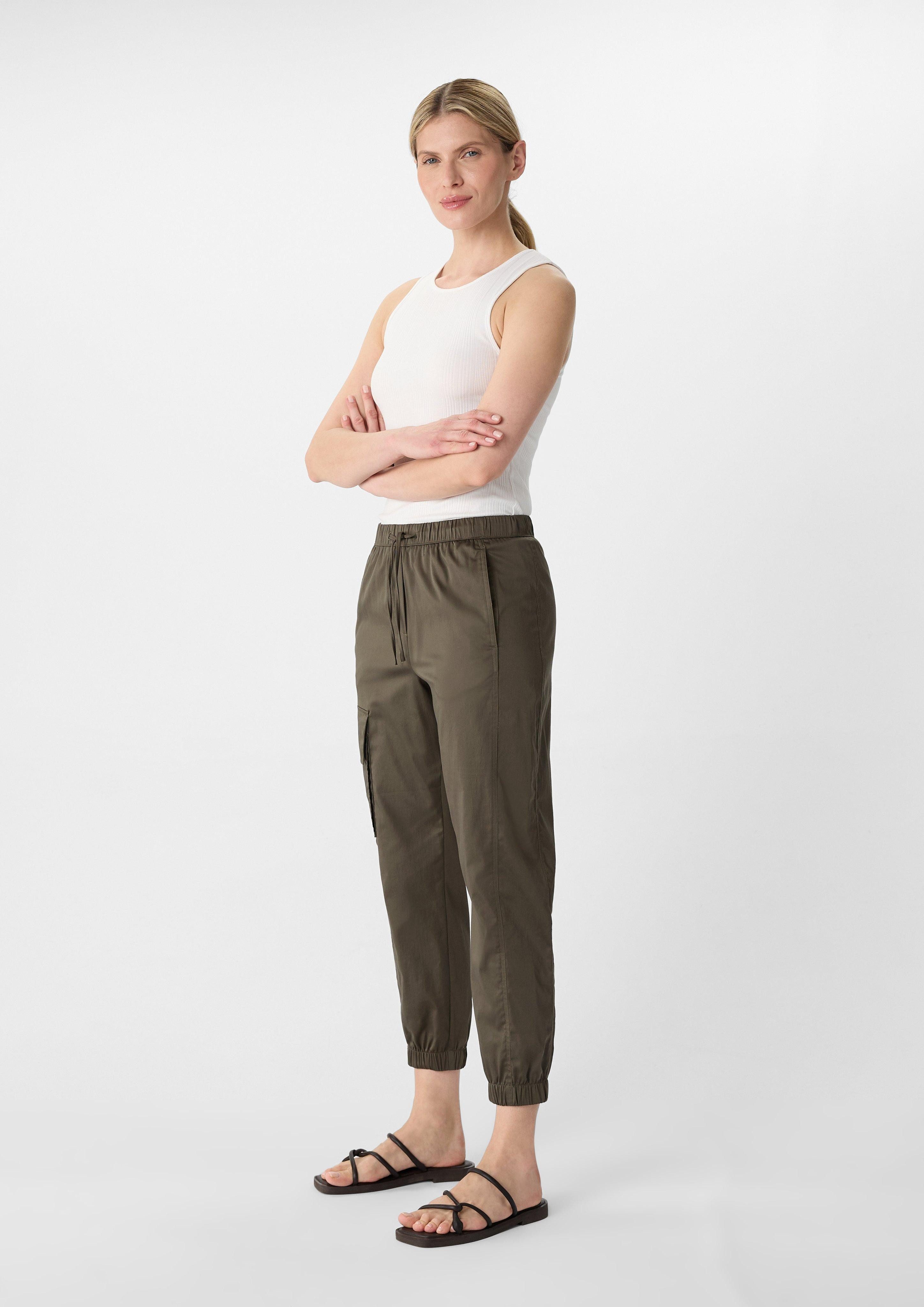 7/8-Hose Ankle-Jogpants aus Popeline mit Cargotasche