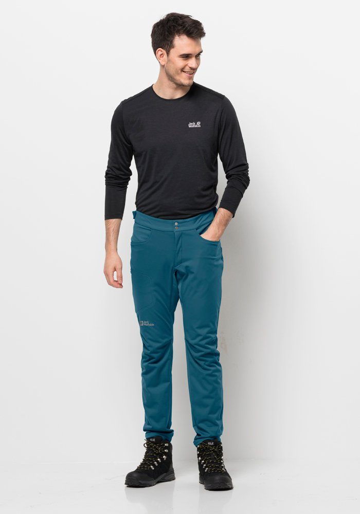 Jack Wolfskin Softshellhose MOROBBIA PANTS M blue-coral | Softshellhosen