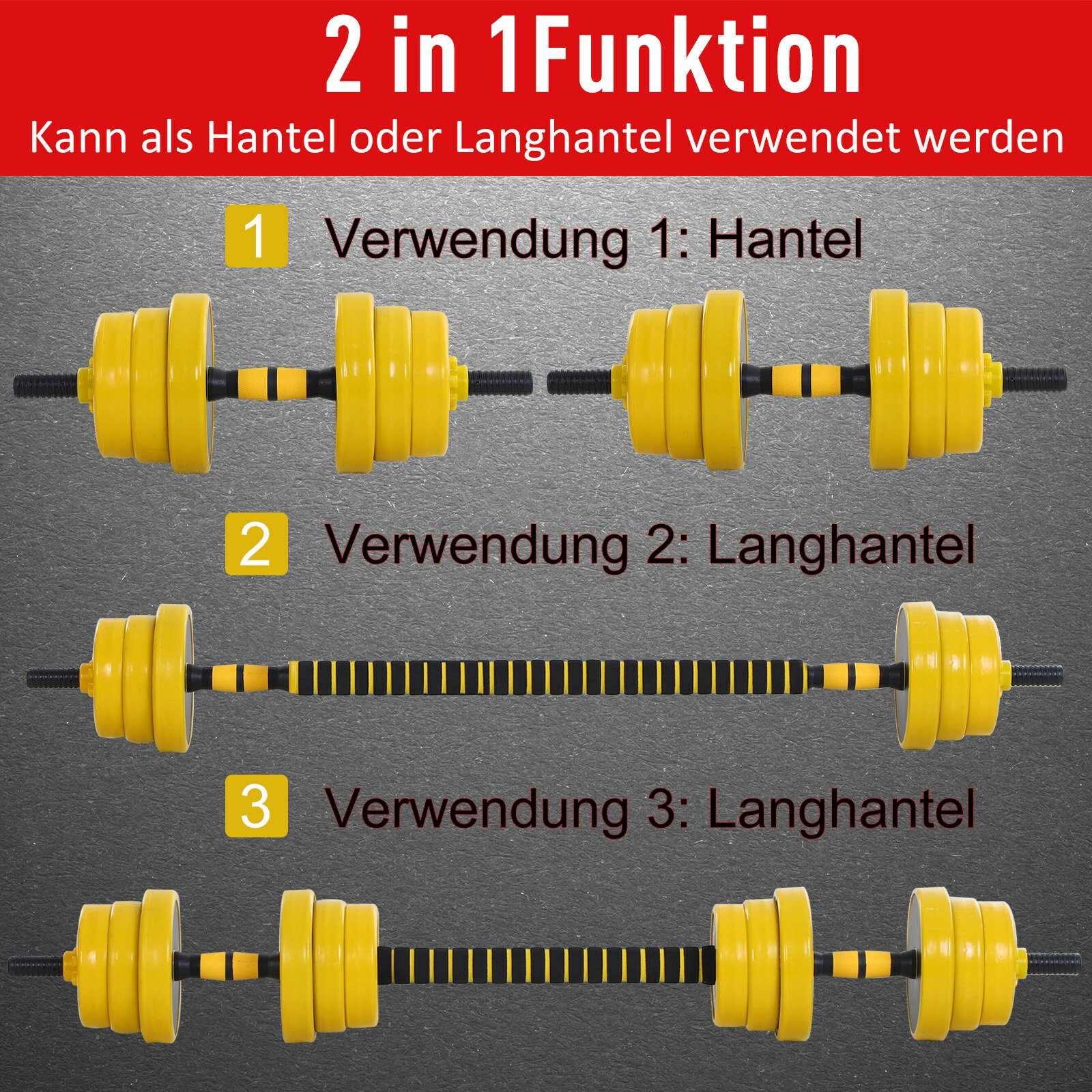 HOMCOM Hantel-Set 2-in-1 Hantelset