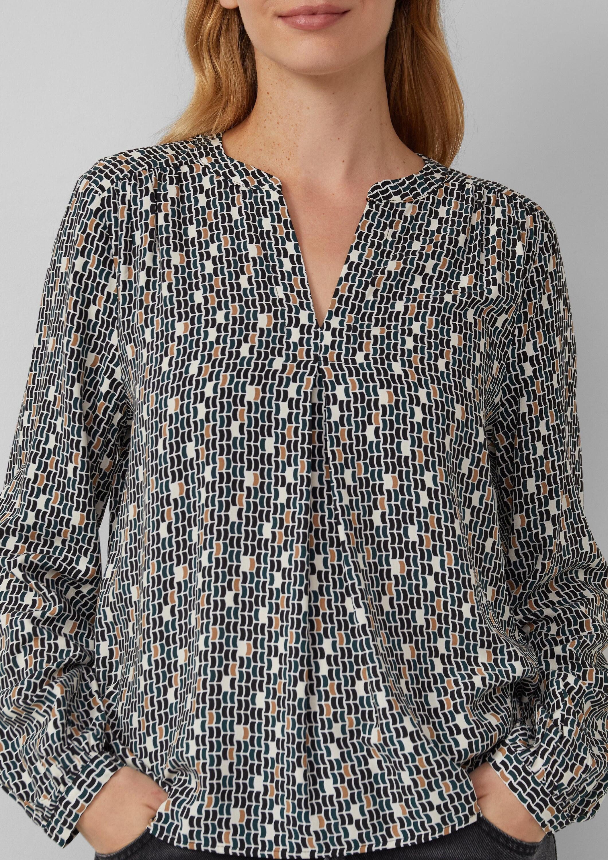 s.Oliver Langarmbluse Bluse Bluse aus Viskose mit All-over-Print