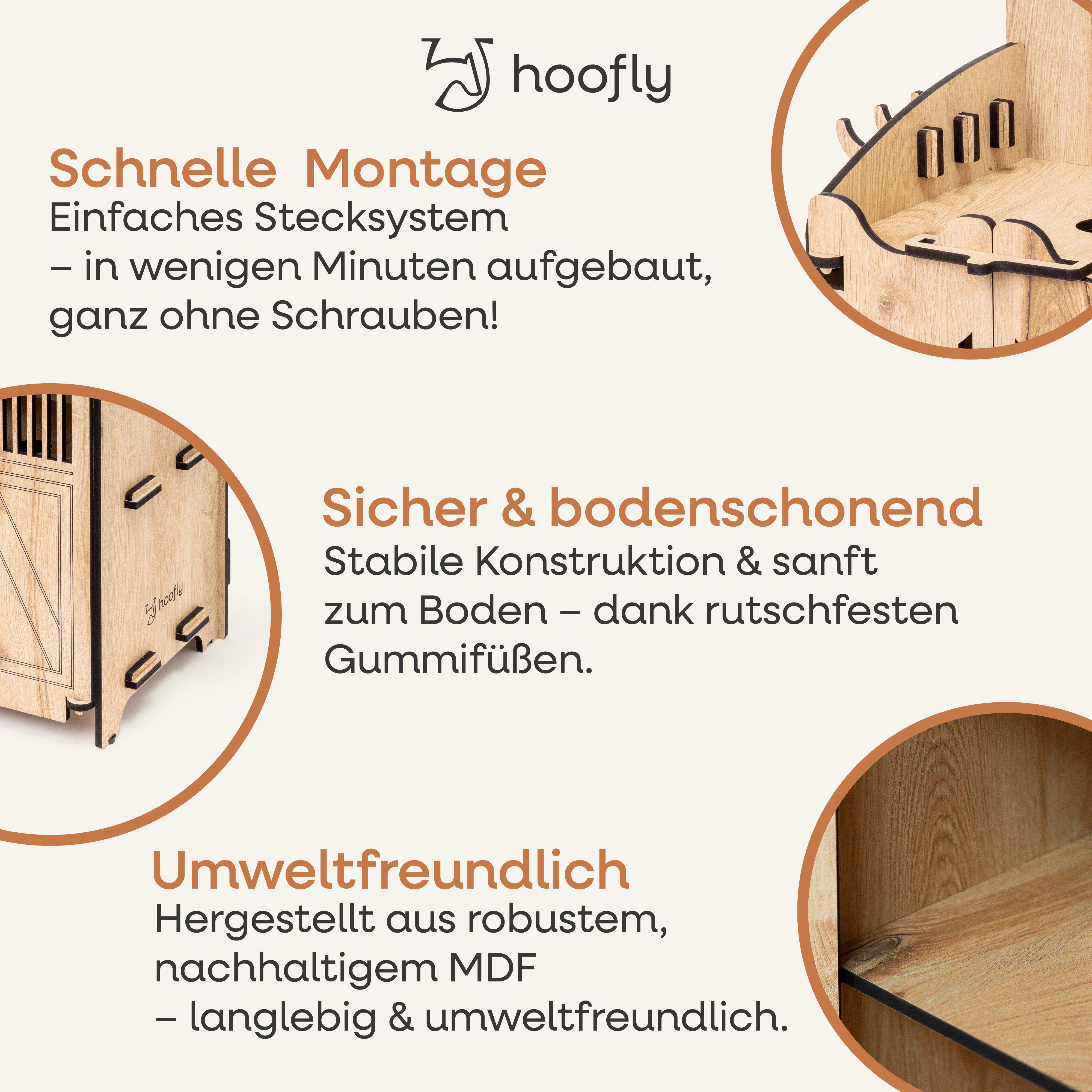 Hoofly Steckenpferd Hobby Horse Stall, (für 2 Pferde, für 1 Pferd, Hobby Horse Zubehör mit Türen & Haken)