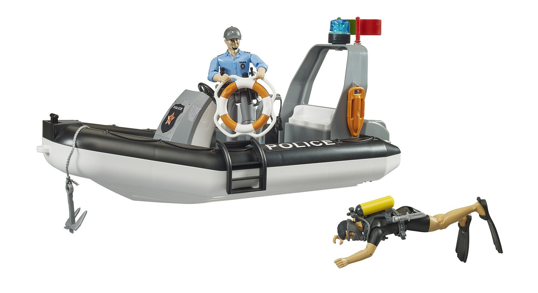 Bruder® Игрушечная полиция bruder bworld Polizei Schlauchboot mit Figur 1:16