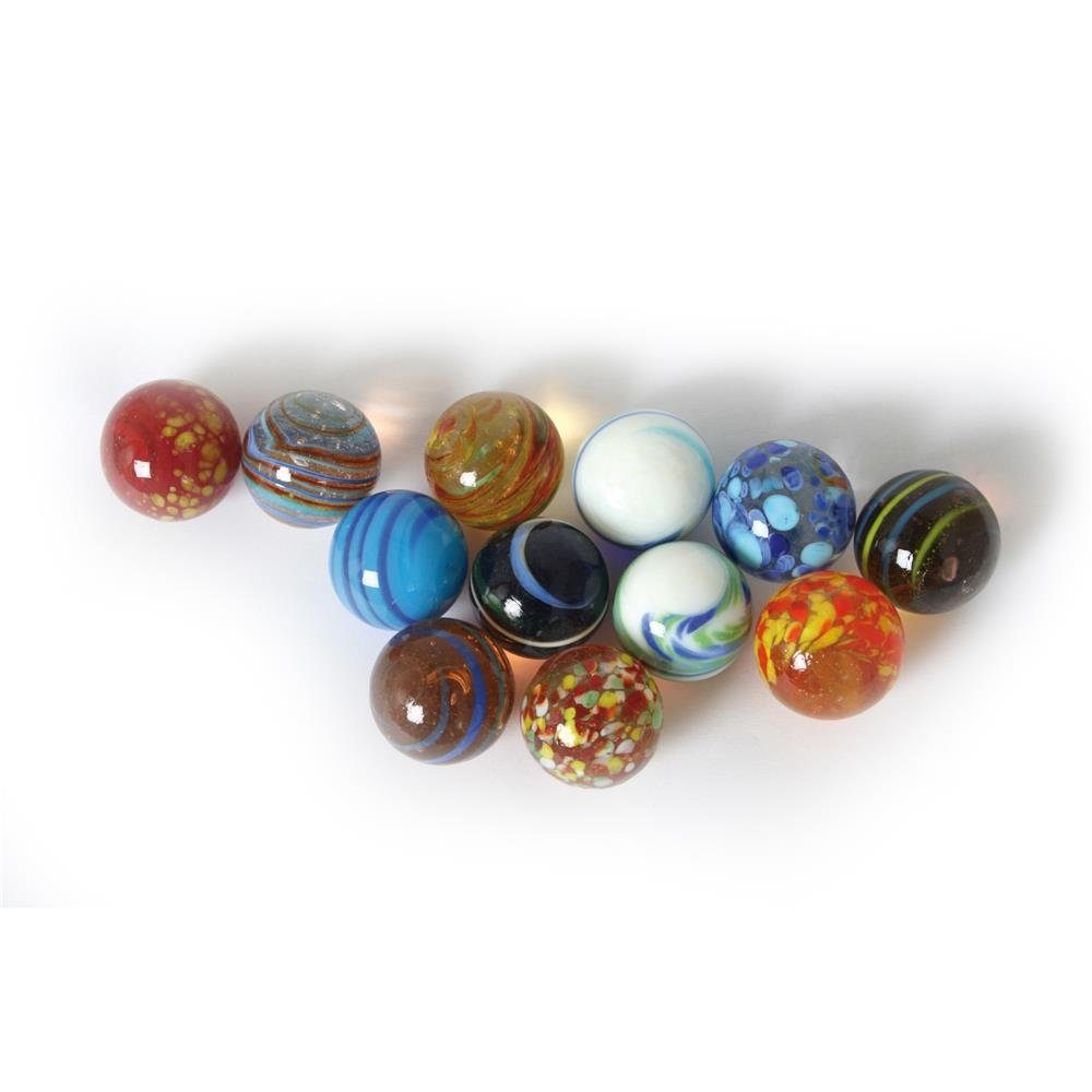 Bartl Dekokugel Murmel-Set, bunt, 12 Stück, 25 mm Durchmesser, aus Glas, zum Dekorieren