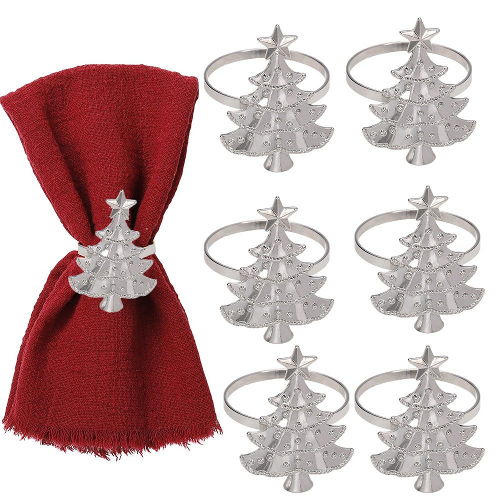 CLTYQ Салфеткиring 6 Weihnachten-Serviettenringe,Metall-Serviettenhalter, (6-tlg), Weihnachtsbaum Салфеткиhalter für Weihnachten, Partys Bankett