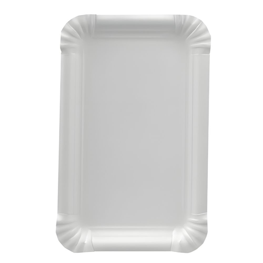 tradingbay24 Pappteller Teller, Pappe [ff] eckig 11 cm x 17,5 cm weiss extra stark 250 Stk