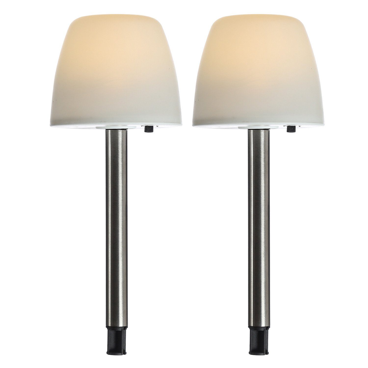 MARELIDA LED Solarleuchte LED Solar Wegleuchten Erdspieß 2Stk. Milchig weiß Lampenschirm Garten, LED Classic, warmweiß (2100K bis 3000K)